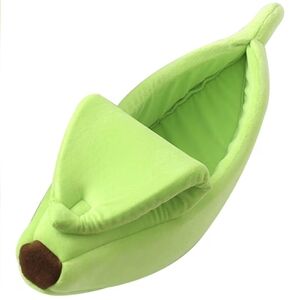COZY PLUSH PEELED BANANA PET BED CATS SMALL BREED DOGS GREEN